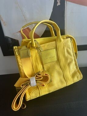 Kurt Geiger Bright Yellow Scallop-Embossed Mini Satchel